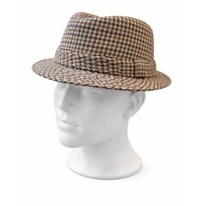 Country Gentleman Houndstooth Tweed Fedora Hat Men’s Large